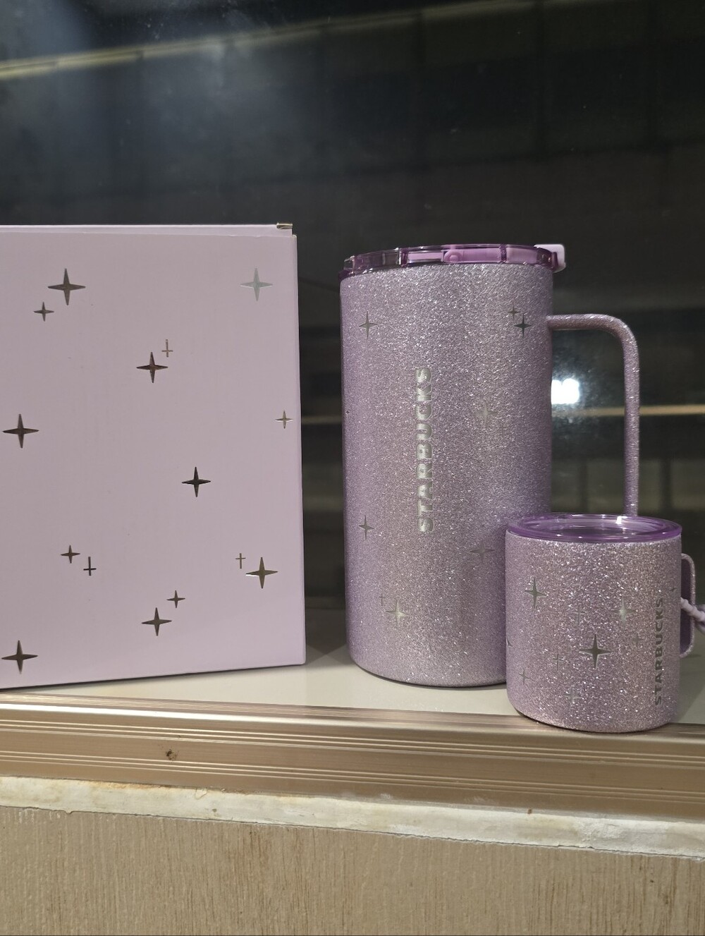 Starbucks China tumbler Travel Mug & mini cup purple Night Star River stainless